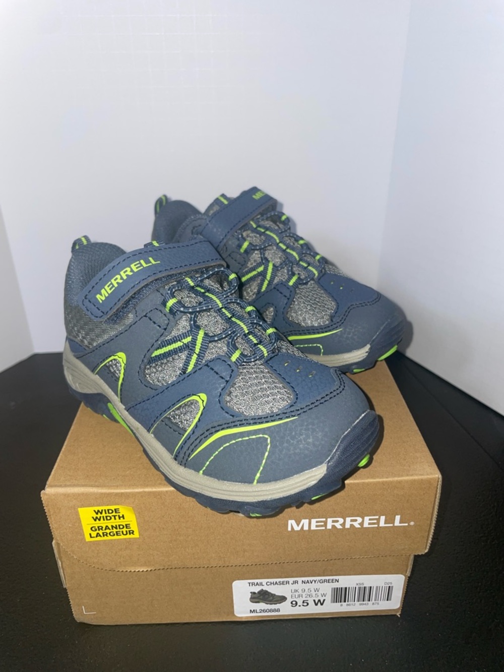 Merrell Kids Navy with Green Accent Trail Sneakers